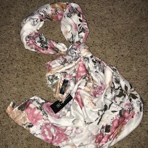 NWT white floral scarf with dragonfly
